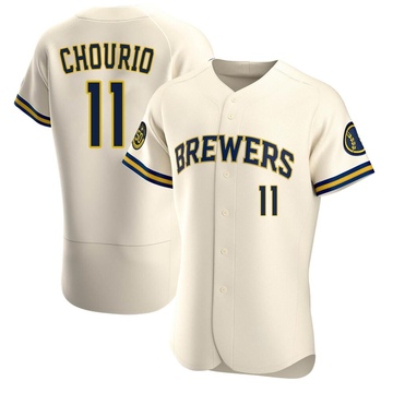 Men's Milwaukee Brewers Jackson Chourio Cream Home Jersey - Authentic
