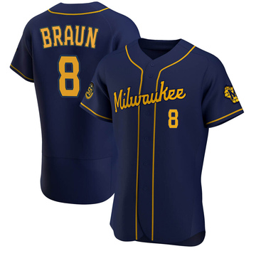 Men's Milwaukee Brewers Ryan Braun Navy Alternate Jersey - Authentic